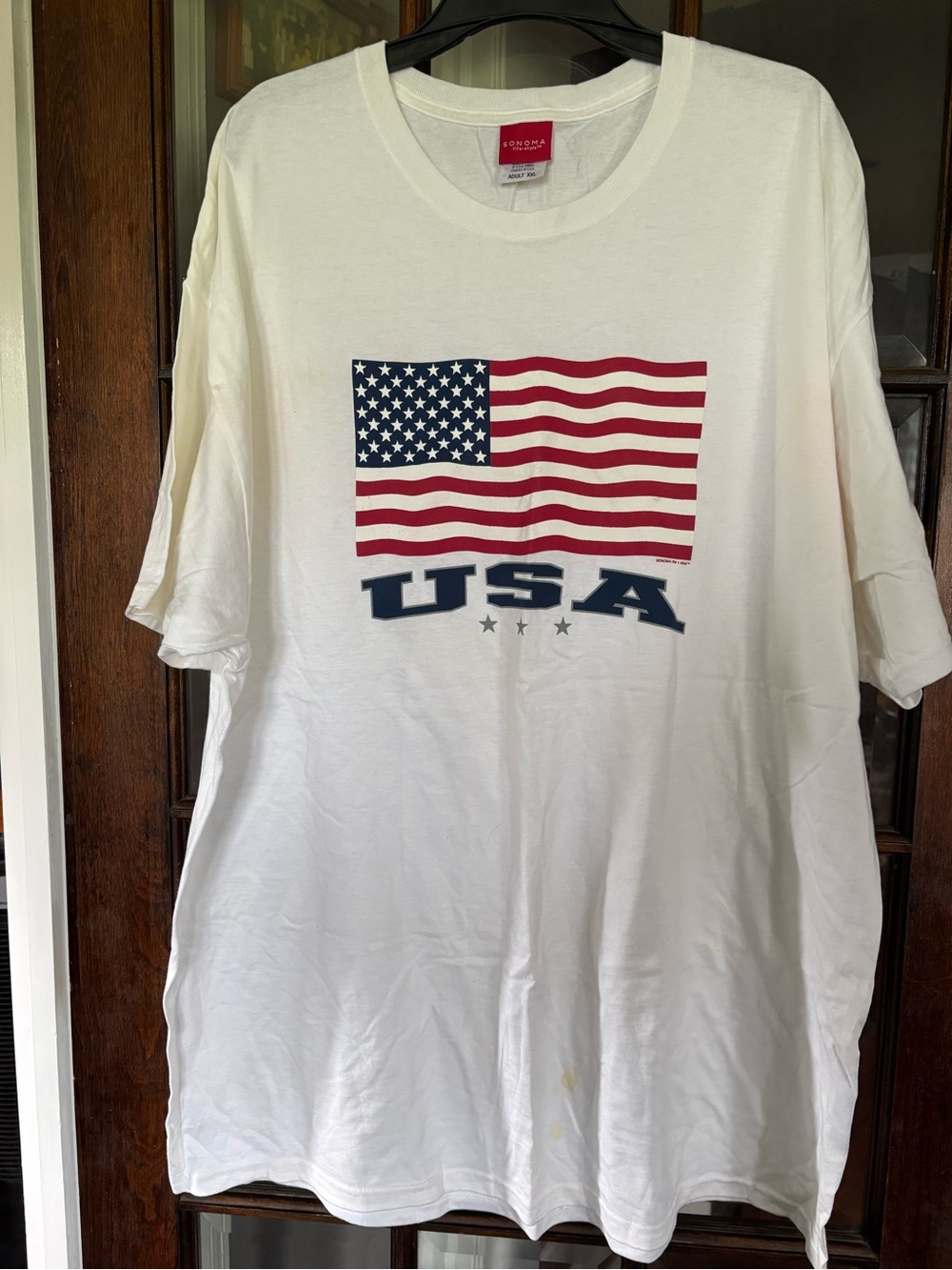 Sonoma White Short Sleeve Tee with American Flag and USA Graphic